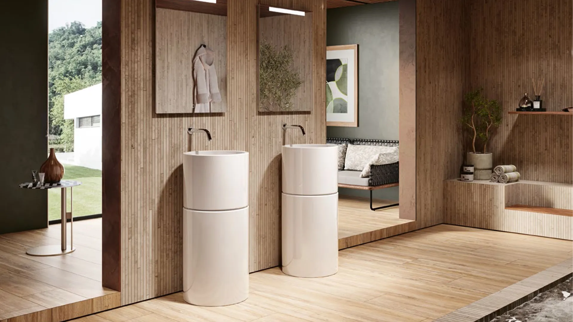 Vasque en colonne blanc