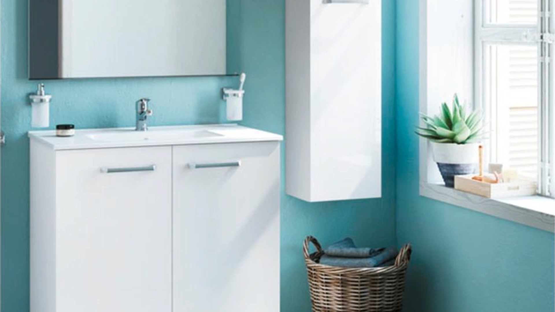 Meuble en bois blanc mat posé Roca